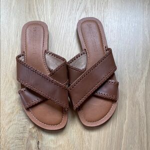 Jack Rogers Brown Leather Women's Sandals. Cross